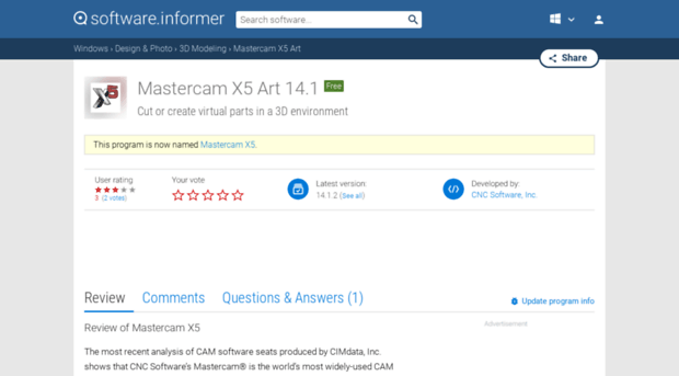 mastercam-x5-art.software.informer.com