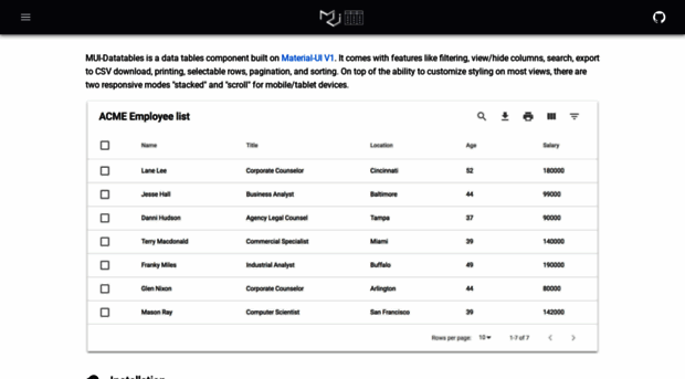 material-ui-datatables.com