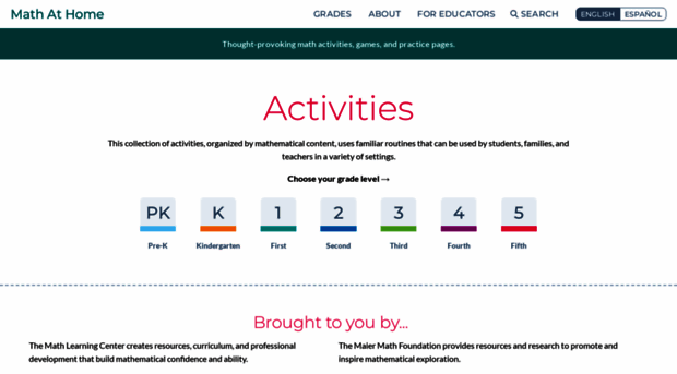 mathathome.mathlearningcenter.org - Home | Math At Home - Math At Home ...