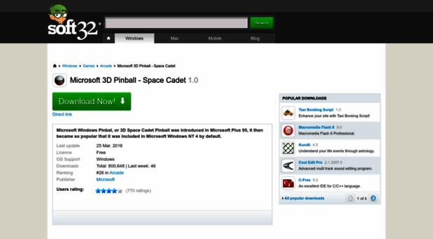 microsoft-3d-pinball-space-cadet.soft32.com