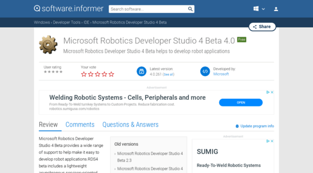 microsoft-robotics-developer-studio-4-be.software.informer.com