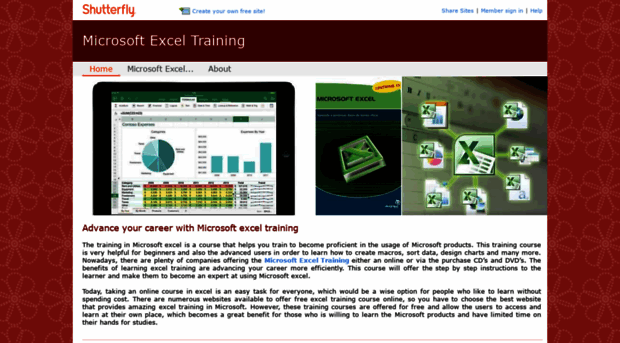 microsoftexceltraining.shutterfly.com