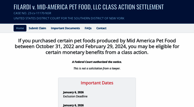 midamericapetfoodsettlement.com