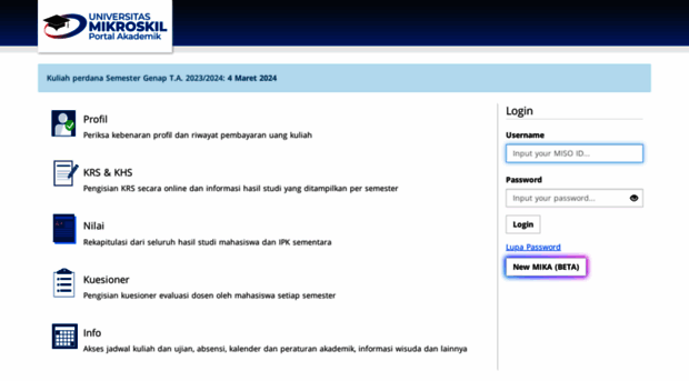 Mika Mikroskil Ac Id Portal Akademik Mikroskil Mika Mikroskil