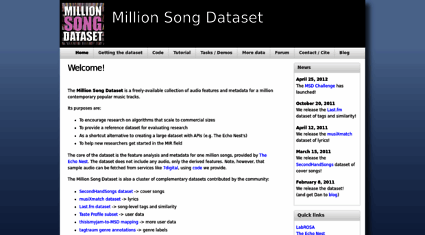 millionsongdataset.com