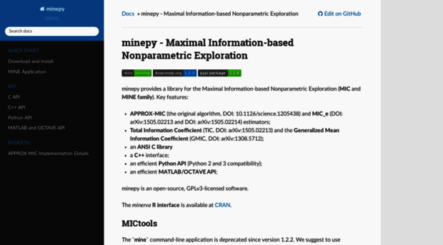 minepy.readthedocs.io