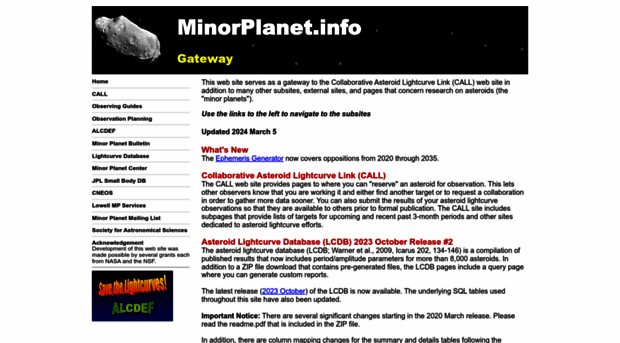 minorplanet.info