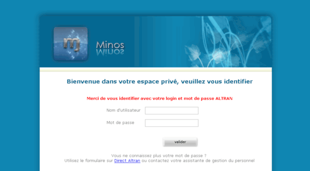 Minos.altran.com - Minos - Authentification - Minos Altran