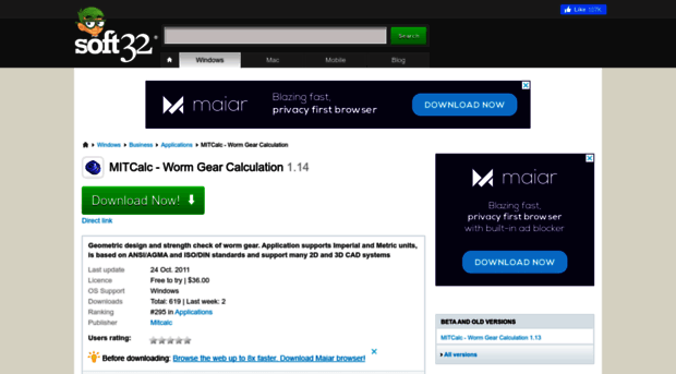 mitcalc-worm-gear-calculation.soft32.com