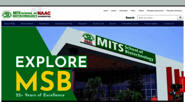 msb.ac.in - MITS School of Biotechnology |... - Msb