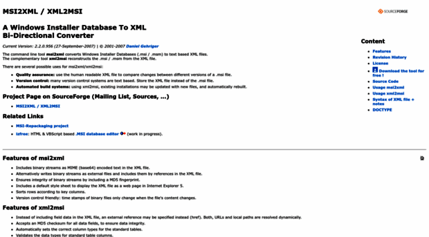 msi2xml.sourceforge.net