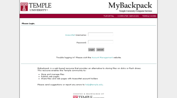 mybackpack.temple.edu