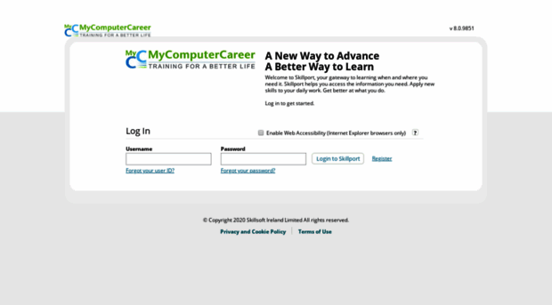 mycomputercareer.skillport.com - Registration/Login Form ...