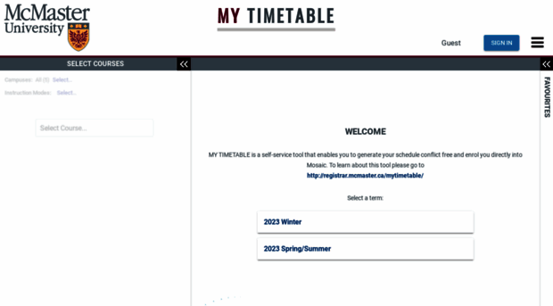 mytimetable.mcmaster.ca