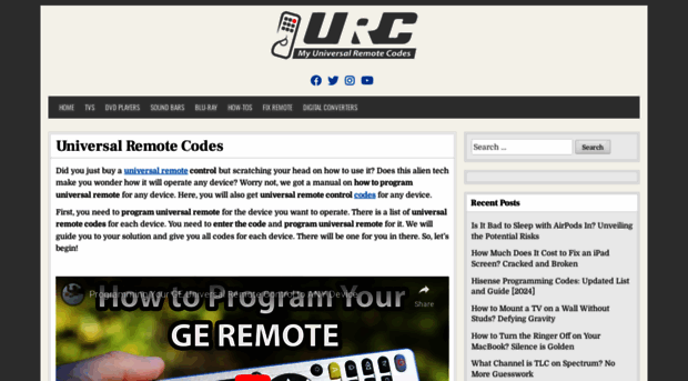 myuniversalremotecodes.com