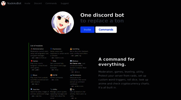 Nadeko bot discord команды