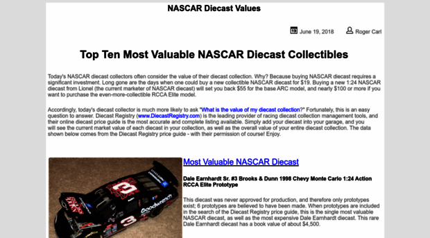 nascardiecastvalues.com