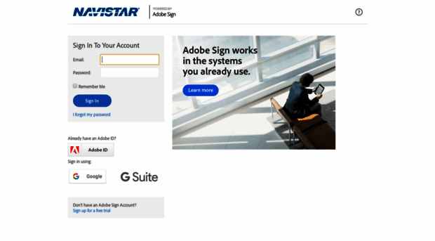 Navistar na1 echosign Adobe Acrobat Sign Login Sig 