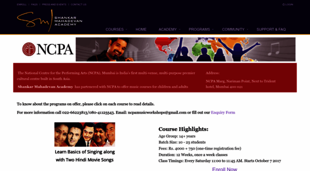 ncpa.shankarmahadevanacademy.com
