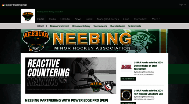 neebinghockey.com