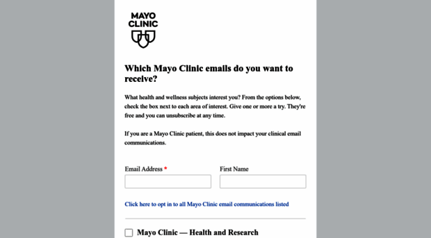 newslettersignup.mayoclinic.com