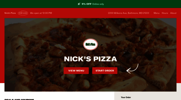 nickspizzadelivery.com