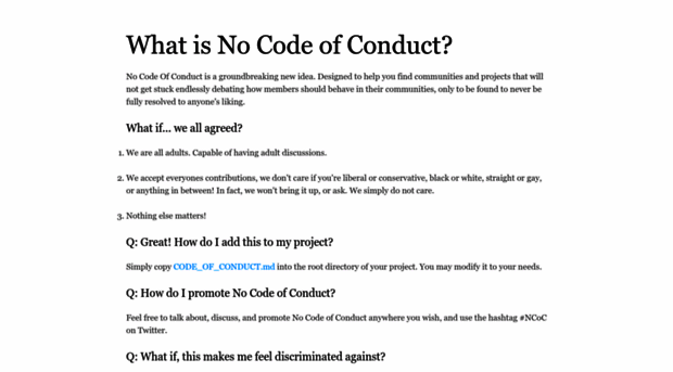 nocodeofconduct.com