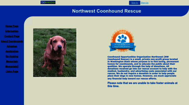 nwcoonhoundrescue.50megs.com