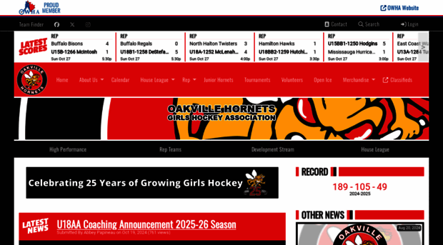 oakvillehornets.com