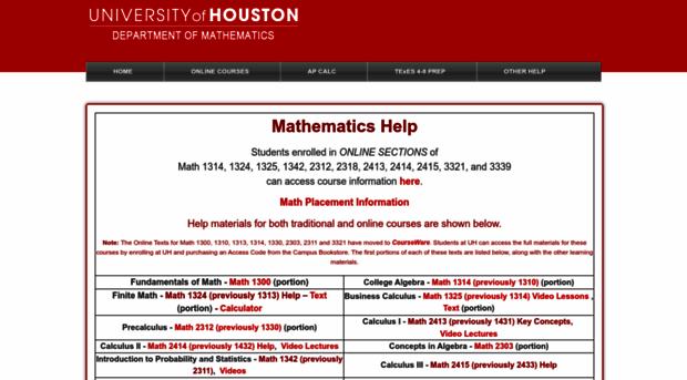 online.math.uh.edu