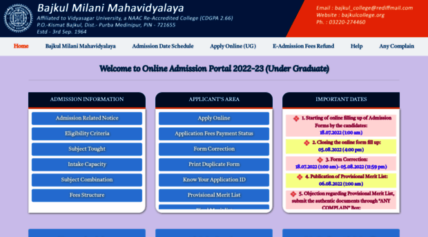 onlineadmissionbajkulcollege.org.in