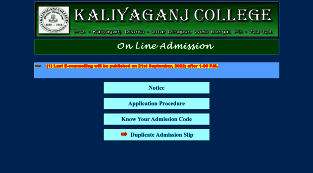 onlineadmissionkaliyaganjcollege.org.in