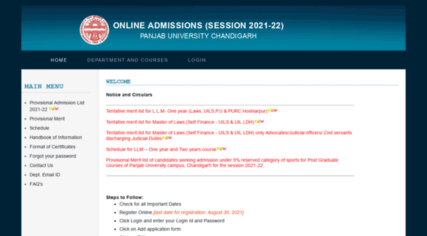 onlineadmissions.puchd.ac.in