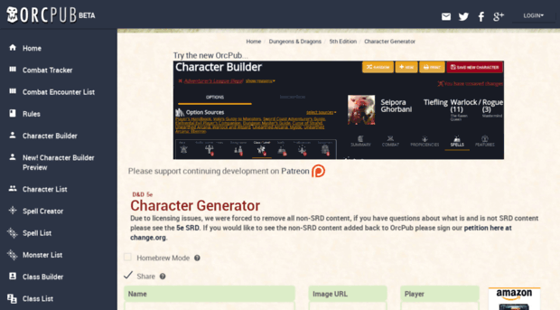 Orcpub Com D D 5e Character Builder Gener Orc Pub