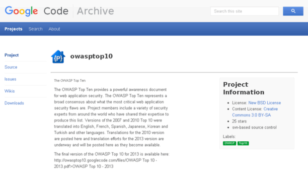 owasptop10.googlecode.com