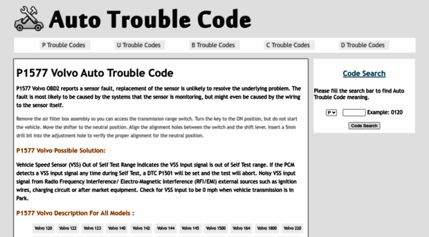 p1577-volvo.autotroublecode.com