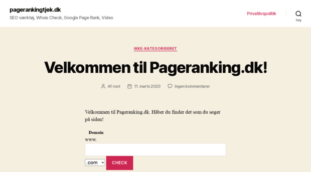 pagerankingtjek.dk