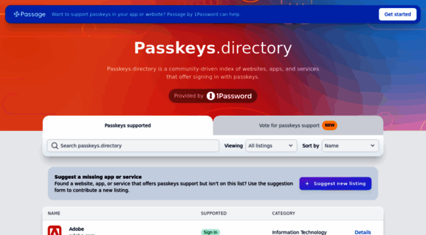 passkeys.directory