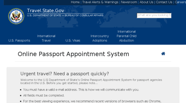 travel state gov make appointment