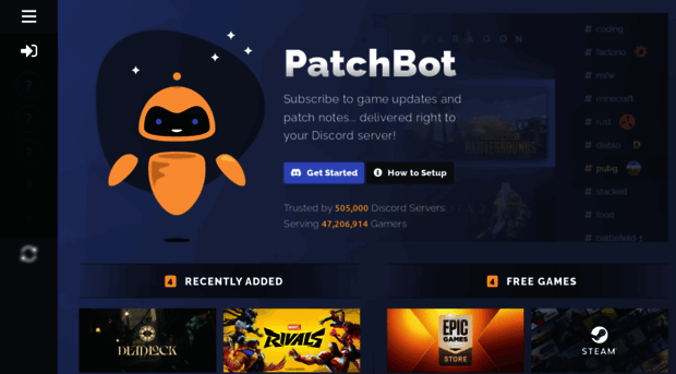 PatchBot - The #1 Discord Bot for Patch Notes and Game Updates