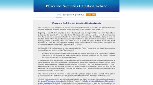 pfizerincsecuritieslitigation.com