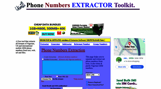 phone number extractor comma online