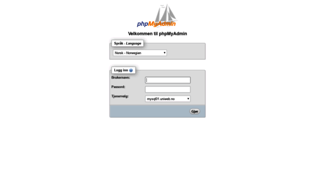 phpmyadmin.uniweb.no