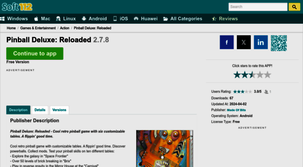 pinball-deluxe-reloaded.soft112.com
