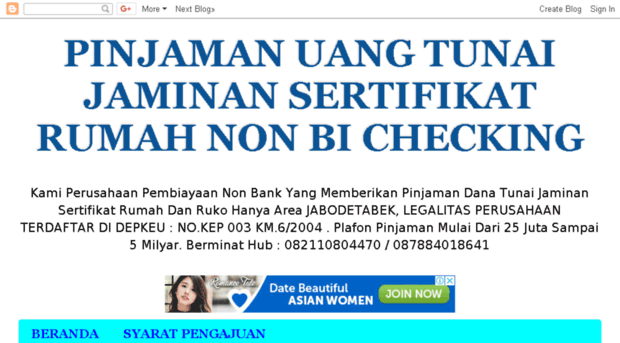 pinjamanuangtunaijaminansertifikat.com