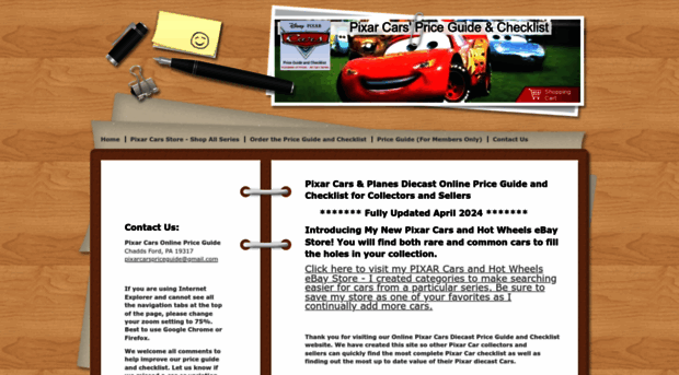 pixarcarspriceguide.com