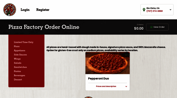 pizzafactoryriovista.gimmegrub.com