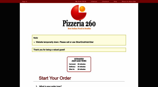 pizzeria260.cuteorder.com