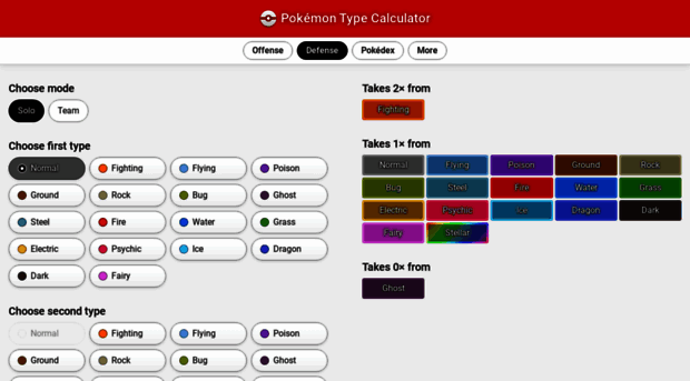 Pokémon Type Calculator