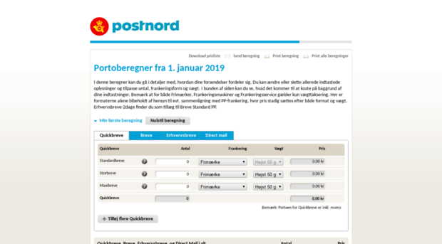 portoberegner.postdanmark.dk